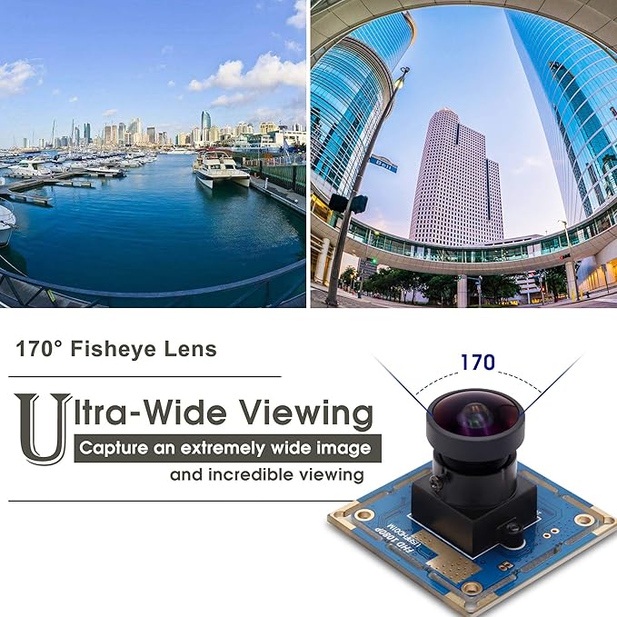 SVPRO USB Camera Board - 1080P Wide Angle Camera Module with Fisheye Lens, FOV 150 Degree, CMOS OV2710, 30/60/100fps for Android, Linux, Windows, Mac OS