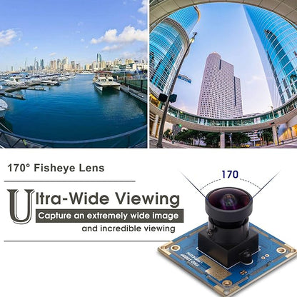 SVPRO USB Camera Board - 1080P Wide Angle Camera Module with Fisheye Lens, FOV 150 Degree, CMOS OV2710, 30/60/100fps for Android, Linux, Windows, Mac OS