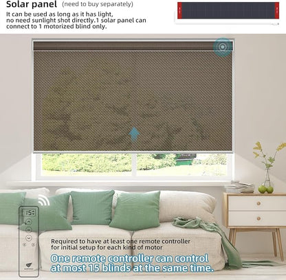 SmartWings Motorized Roller Shades 5% Openness Work with Homekit, Alexa SmartThings Google, Zigbee Motor Smart Blinds for Windows, Cordless Remote Window Shades, Rechargeable, Customized, Chocolate