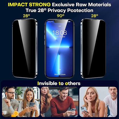 ImpactStrong Anti-Spy Privacy Screen Protector for iPhone 14 Plus/iPhone 13 Pro Max (6.7-Inch), 9H Tempered Glass, Shatter-Resistant, Anti-Scratch, Easy Install Kit, Case Friendly, 2-Pack