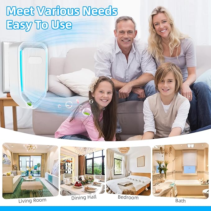 2026 Upgraded Air Ionizer Purifier for Home, Plug-in Negative Ion Generator Air Freshener for Bedroom Bathroom Kitchen Pet Room, Quiet Filterless Ionic Air Cleaner for Smoke Dust, 8 Pack