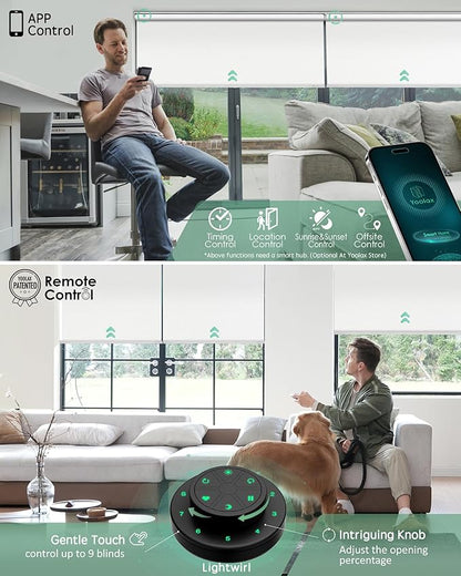 Yoolax Motorized Blinds with Remote, 100% Blackout Smart Roller Shades Work with Alexa, Google, Apple Homekit, Custom Automatic Shades with Voice Control for Bedroom Office (Pure White)