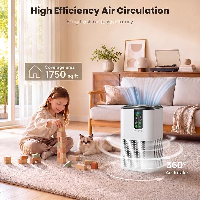 Air Purifiers for Home Large Room Up to 1750ft², Auto Air Quality Monitor
