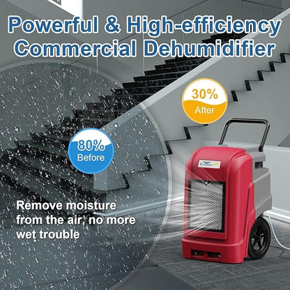 ALORAIR 190 Pints LGR Commercial Dehumidifier with Pump & Drain Hose, up to 2,600 Sq.Ft Industrial Dehumidifiers for Home, Water Damage Restore, Basements, Job Sites, 5 Years Limited Warranty