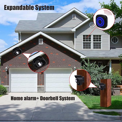 Wireless Driveway Alarm, 328ft Long Range Weatherproof Motion Sensor Alert