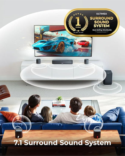 ULTIMEA 7.1ch Sound Bar with Dolby Atmos, 4 Surround Speakers, Aura A60