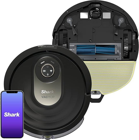 Shark AV2001WD AI VACMOP 2-in-1 Robot Vacuum and Mop with Self-Cleaning Brushroll, Home Mapping, Perfect for Pet Hair,Compatible Alexa,Wi-Fi Black/Brass (Renewed)