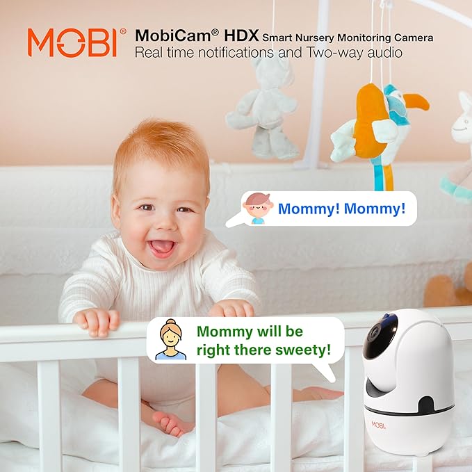 MobiCam HDX Wi-Fi Pan & Tilt Smart Nursery, Elderly & Home Monitoring Camera, 1080p HD Indoor Security Night Vision IP Camera, Motion Detection, Two-Way Audio, Cloud & SD Card Storage - (2-Pack)