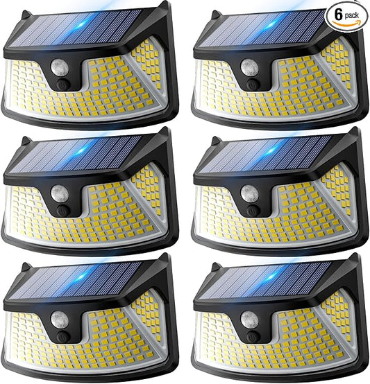 152LED Solar Motion Light Outdoor, 850LM Super Bright 3-Mode Motion Sensor Lights, Outdoor IP65 Waterproof 270° Wide Security Light, Solar Powered Flood Lamp for Garden Wall Fence Garage（6 Pack）