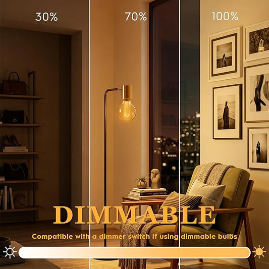 Globe Edison LED Light Bulb, Vintage Decorative Dimmable Bulb Round Glass Cover, 3.5W Low Lumen Eye-Caring Soft Dim Lighting for Mood(Not Daylight White), E26 Medium Base, Amber RN G95