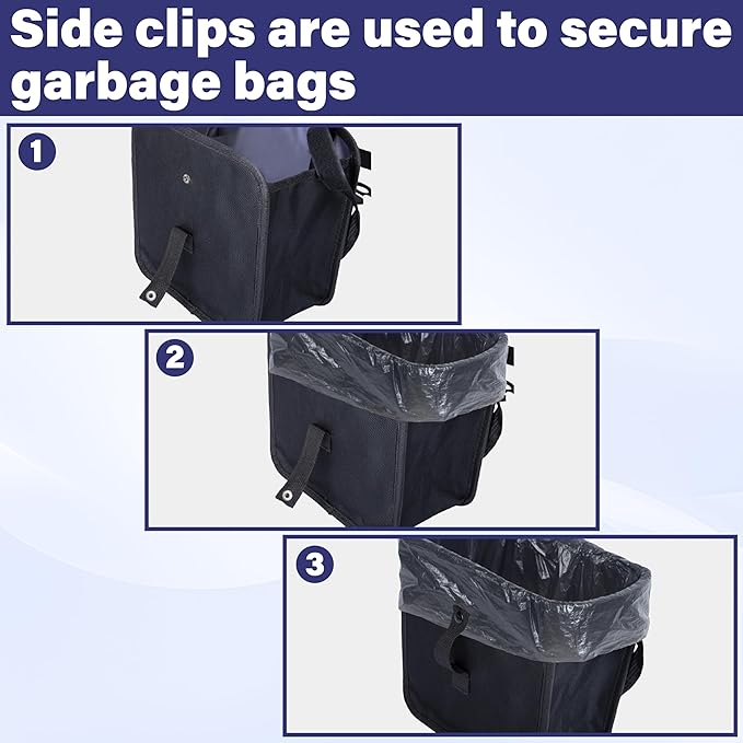 BFXM Car Trash Can, Foldable Trash Can Collapsible Hanging Trash Bag for Car Seat, 2 Gallons Leakproof Garbage Bags, Cars Must Haves Interior Accessories Essentials