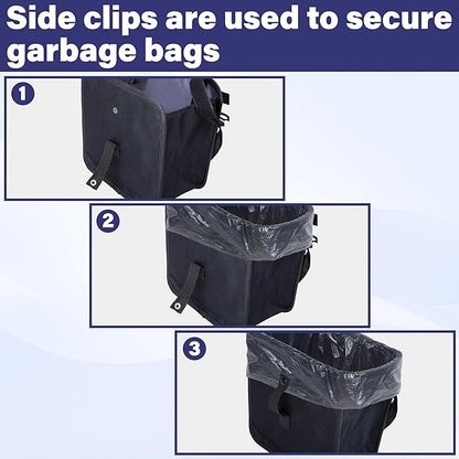 BFXM Car Trash Can, Foldable Trash Can Collapsible Hanging Trash Bag for Car Seat, 2 Gallons Leakproof Garbage Bags, Cars Must Haves Interior Accessories Essentials