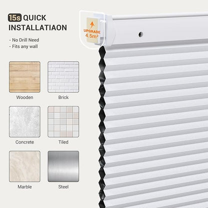 No Drill Motorized Cellular Shades, Cordless Blackout Honeycomb Blinds for Windows, Smart Automatic Blinds Compatible with Alexa/Google Home/Smarthings, Beige