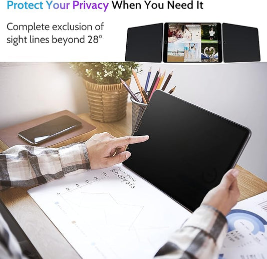 Peslv Privacy Screen Protector Compatible With iPad 9th 8th 7th Generation 10.2 Inch, Anti Glare Blue Light Spy Filter Private Cover, High Sensitive Bubble-Free Easy Install Black Security Screen