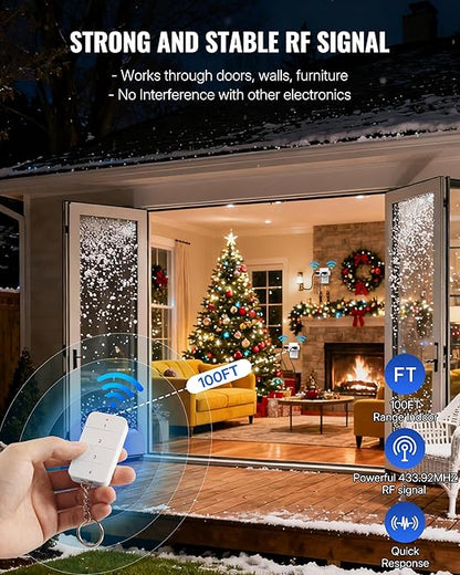 Remote Control Outlet with 4 Independent Control Sockets, WILAWELS Wireless Light Switch, Expandable Remote Outlet Switch forChristmas Tree Lights, String Lights, 15A/1875W/125V, FCC Listed