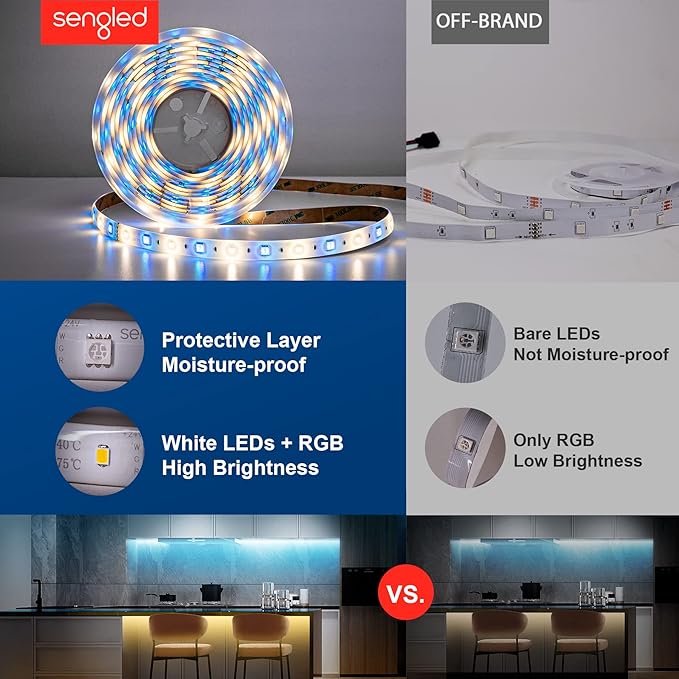 Sengled Smart LED Multicolor Light Strip Kit - 10M (32.8ft) RGBW Strip, Smart Hub & Switch, Alexa & Google Assistant Compatible, High Brightness, 2700 Lumens