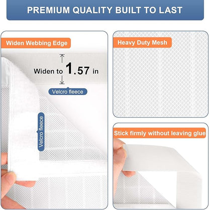 METAONLY Magnetic Screen Door Mesh Fits 34" x 80" Door - Curtain Size 36" x 82", Works for Patio, Sliding Door, Keeps Bug Mosquito Out, Fresh Air Flow, White