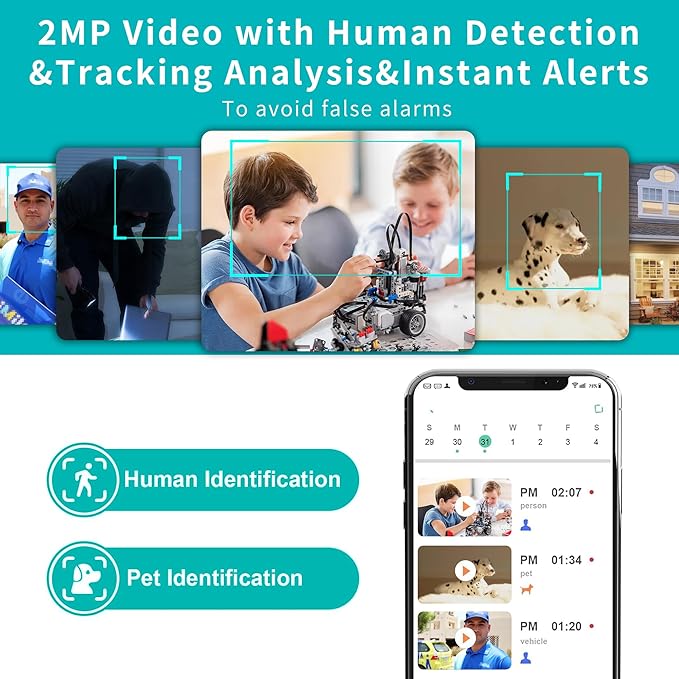 Indoor Security Camera,2.4G WiFi Cameras for Home Security,Pan Tilt 355°View 100°vertical,Motion Detection for Baby&Pet Monitor Dog Camera with PIR,Color Night Vision,2-Way Talk,Cloud/SD,6 IR LED