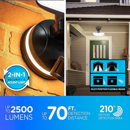 Enbrighten Vibe Smart LED Security Light, Dual Head, Motion Activated | ETL Listed, UV Resistant, 2500 Lumens, 4000K, Works with Alexa, Google Home, Bronze, 85900