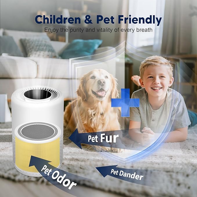 Core 200S Pet Care Replacement Filter Compatible with LEVOIT Core 200S and LEVOIT Core 200S-P Smart WiFi Air Purifier, 3-in-1 High-Efficiency Activated Carbon Filter, Core 200S-RF-PA, Yellow, 3 Pack