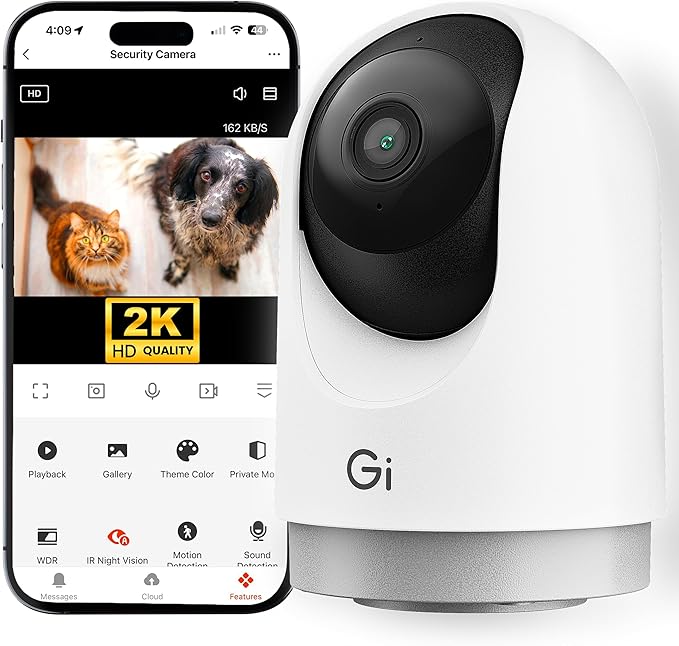 GEARit Smart Camera - Wireless Indoor Security Camera with Audio/Video for Home - Pet/Indoor Security - Ideal Home Monitoring, House Cameras, Dog Camera, No Subscription Needed