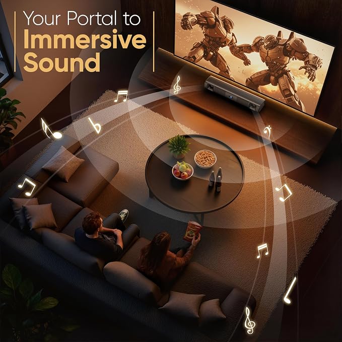 Saiyin 60W Bluetooth Sound Bar for Smart TV, TV-ARC/Optical/AUX