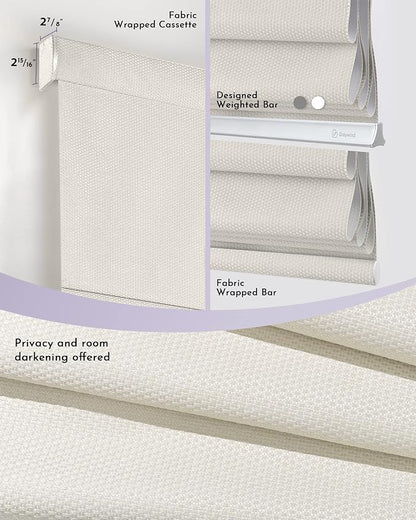 Graywind Smart Roman Shades Compatible with Alexa Google WiFi Hardwired Automatic Blinds with Remote Blackout Plain Fold Soft Roman Window Shades for Windows Doors, Custom Size (Textured Beige)