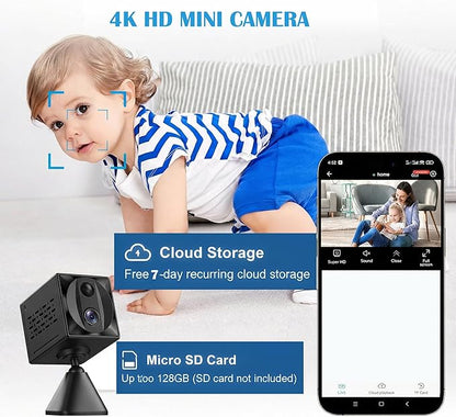 ZTTAOLII 5G WiFi Hidden Spy Camera 4K HD Mini Camera Indoor Security Cam,SD Card Storage & App Control, Night Vision, Wireless Mini Cameras for Home/Baby/Pet
