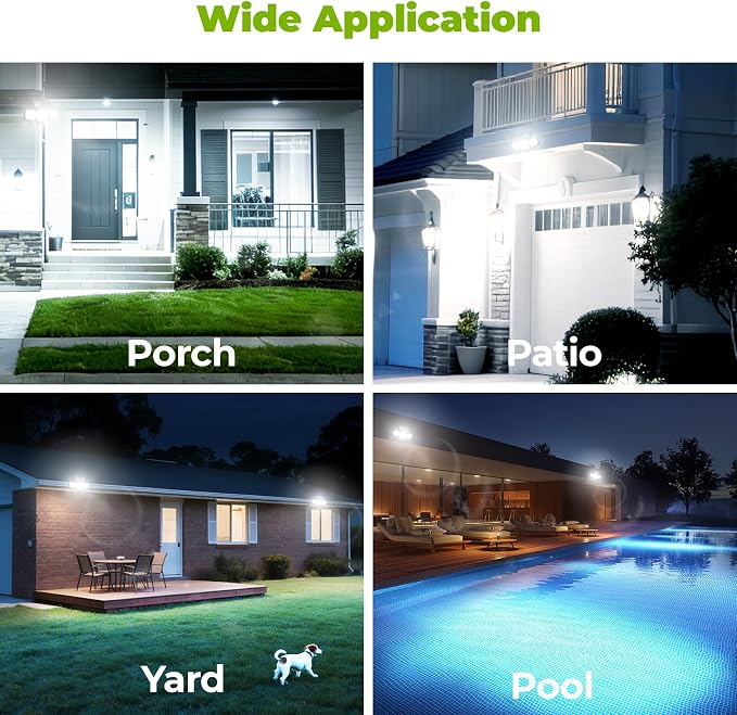 6000mAh Solar Motion Sensor Outdoor Lights with 3 Modes, 2 Pack