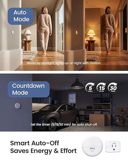 Zoiinet Wireless Motion Sensor Outlet, 15A/1500W, Adjustable Sensing Mode, 260FT Wireless Light Switch Transmitter, No Wiring, Long Time Delay, for Household Appliances