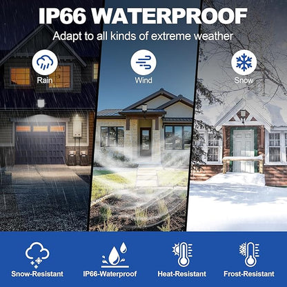 Solar Street Lights Outdoor, Waterproof Motion Sensor Solar Lights with Remote Control, 6500K Dusk to Dawn Parking Lot Flood Light for Outside Garage Yard, 4 Pack