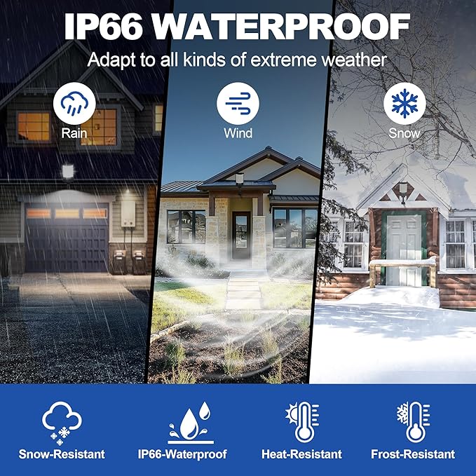 Solar Street Lights Outdoor, Waterproof Motion Sensor Solar Lights with Remote Control, 6500K Dusk to Dawn Parking Lot Flood Light for Outside Garage Yard, 2 Pack