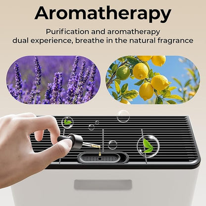Air Purifiers for Home Large Room, Air Purifier up to 2200sq.ft, PM2.5 Air Quality Display, Sleep Mode with Fragrance for Smoke Dust Odors, ET066, White, 1Pack+3Modes