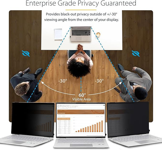 StarTech.com 14-inch 16:10 Flip-Over Privacy Screen with Touch, Laptop Security Shield, Anti-Glare Blue Light Filter