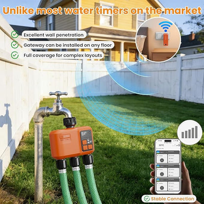 Smart WiFi Sprinkler Timer 3 Zone, Water Timer for Garden Hose Irrigation