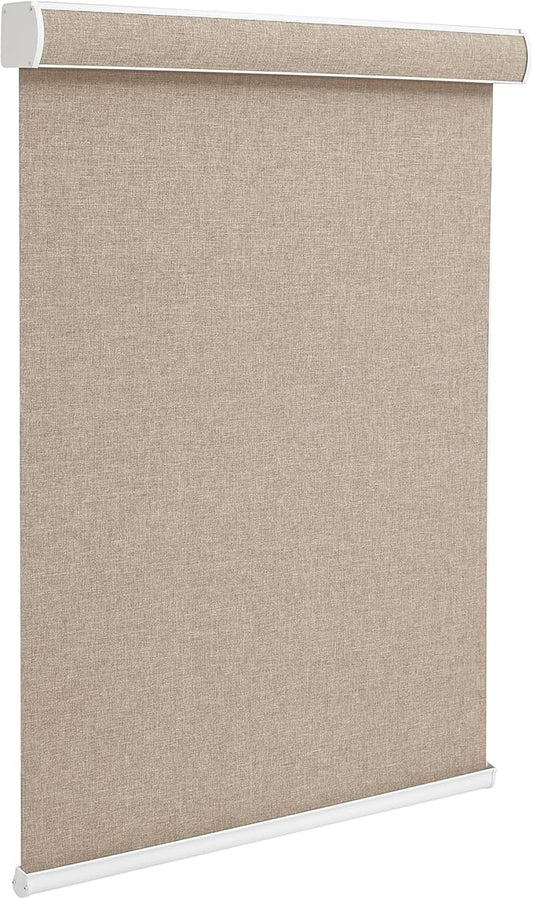 Changshade Custom Size Cordless Roller Shades with Valance, Blackout Roller Shades for Windows Roll-up Fabric Blinds with Thermal Insulated for French Door, Easy Installation Khaki Brown