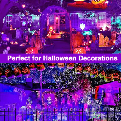 2 Pack 10W 48 LED Black Light Bars 1Ft 395-400nm UV Blacklight Tube with 5.9Ft Cord+Plug+Switch Linkable Black Light Fixtures for Bedroom Fluorescent Poster Body Paint Halloween Glow Party