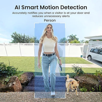 aosu Doorbell Camera Wireless- Head-to-Toe View, 2.4GHz WiFi Video Doorbell with Chime, Support Local Storage,Smart Human Detection, Works with Alexa &Google Assistant