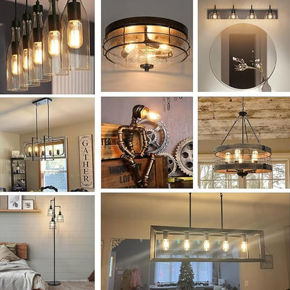 3.2 Inch 2700K Soft White E26 LED Bulb 60 Watt Equal, AC 120V 600LM Edison Bulbs Dimmable, 6W T10 T30 Tubular Filament Light Bulbs Clear Glass for Fan Pendant Wall Light, UL Certified-6 Pack