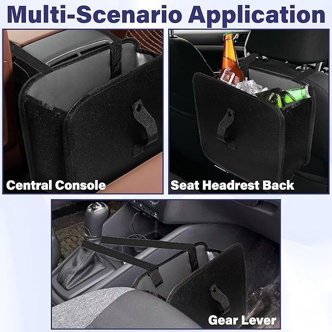 BFXM Car Trash Can, Foldable Trash Can Collapsible Hanging Trash Bag for Car Seat, 2 Gallons Leakproof Garbage Bags, Cars Must Haves Interior Accessories Essentials