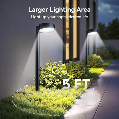 Ahaorigin 8 Pack Solar Pathway Lights Outdoor, 12 Brighter LED Solar Lights Outdoor Waterproof, Up to 12 Hrs Modern Path Light for Yard Garden Walkway Driveway Lawn, Cool White