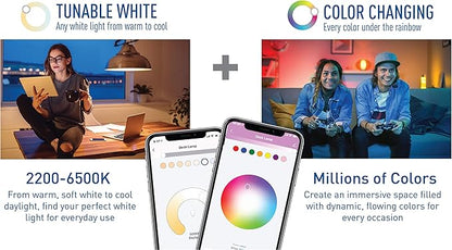 Cree Lighting Connected Max Smart Led Bulb A19 60W Tunable White + Color Changing, 2.4 Ghz, Works with Alexa and Google Home, No Hub Required, Bluetooth + WiFi, 1Pk