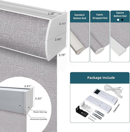 Motorized Roller Shade, 100% Blackout Smart Window Blinds Work with Homekit, Alexa, Google Home, Electric Remote Control Blinds,Custom up110''Wx120''H, Texture Rock Grey