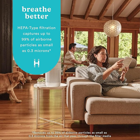 Homedics Air Purifier T22, 5-in-1 Tower Air Purifier, 99% HEPA-Type Filtration with UV-C Technology and Carbon Odor Filter, 4 Speeds, Essential Oil Aromatherapy Tray, for Medium Rooms