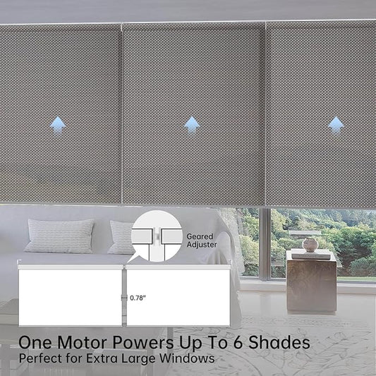 Motorized Coupled Shades, Falme Resistant Smart Solar Shades for Large Windows Automatic Blinds Compatible with Alexa, Electric Roller Blinds Customized for Home Office(5% Openness Coffee)