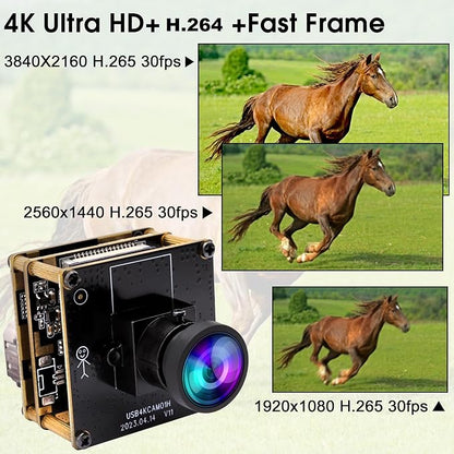 ELP 4K HDMI USB Camera - Wide Angle, 2X Digital Zoom, H.265, 8MP, UVC USB2.0 for Laptop & Monitor