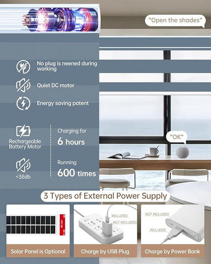 Kincmo Motorized Blinds with Remote, Motorized Zebra Shades Work with Apple Homekit,Alexa,Google Home, Customized Electric Blinds with Remote,App,Voice Control (95% Blackout Gabriel Blue)