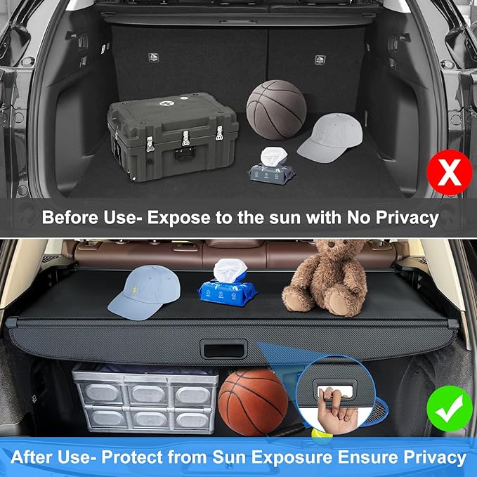 AUXKO Retractable Cargo Cover for BMW X5 2025-2019, Trunk Cargo Cover Luggage Security Shade Cover for 2025 2024 BMW X5 Accessories Shielding Shade Anti-Peeping Luggage Privacy Screen, Carbon Fiber