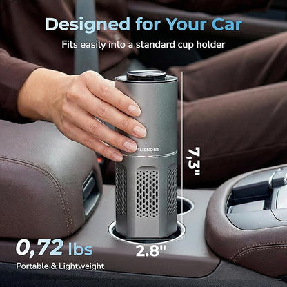 ALIENONE AP-C2-D Car Air Purifier, Portable Personal Mini Unit for Car Home Office Bedroom Desk Travel RV Camping, Compact Quiet Design, 360° Airflow for Small Spaces