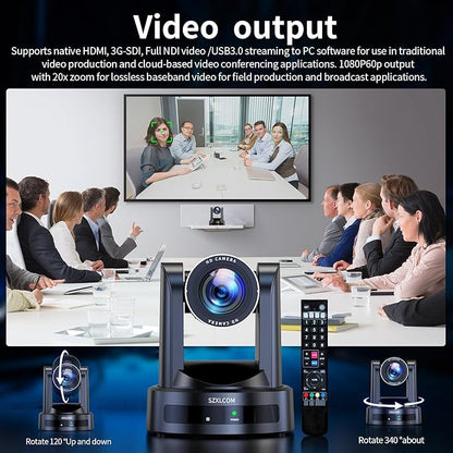 Full NDI Camera 20X Optical Zoom PTZ Camera with HDMI/SDI/USB3.0/POE IP HD 1080p60 for Live Streaming,Video Conferencing and Church Events, Compatible with vMix/Zoom/OBS(Full NDI Non-HX2 HX3)